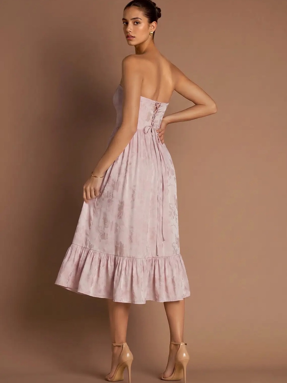 Azazie Atelier Blush Strapless Maxi Skirt with Ruffle Hem